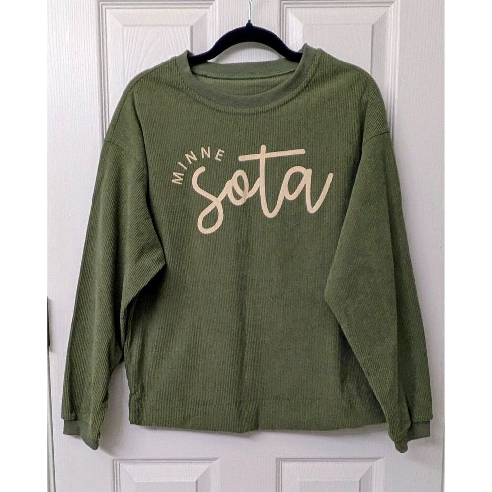 Minnesota Corduroy Tourist Sweatshirt Earthy Vacation Cabin Vibes Vacation SZ M